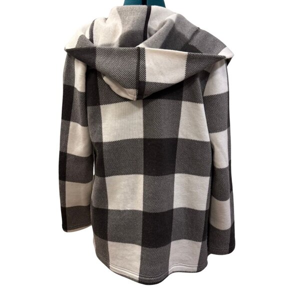 Maurices Buffalo Plaid Hooded Coatigan Jacket Pockets Black White Large Womens - Picture 3 of 7